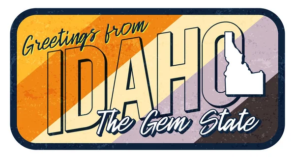 Greeting Idaho Vintage Rusty Metal Sign Vector Illustration Vector State — Stockový vektor