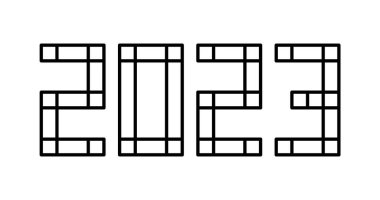 Happy new year 2023 with numbers vector illustration creative style. New year Design for calendar, greeting cards or print. Minimalist design trendy backgrounds banner, cover, card. Vector illustration.