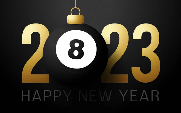 Billiard 2023 Happy New Year Sports Greeting Card Billiard Ball — Image vectorielle