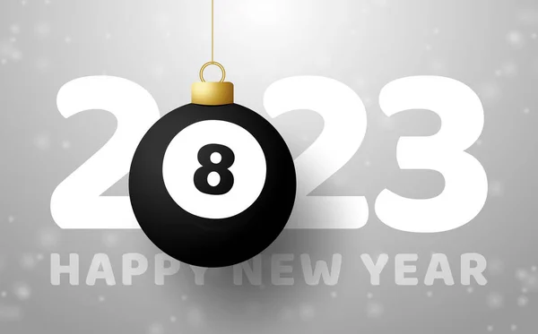 Billiard 2023 Happy New Year Sports Greeting Card Billiard Ball — Stock vektor