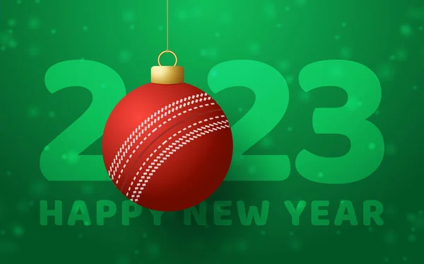 Cricket 2023 Happy New Year Sports Greeting Card Golden Cricket — Vector de stoc