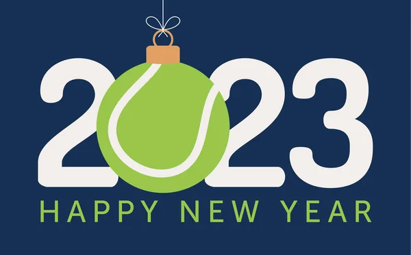 Tennis 2023 Happy New Year Sports Greeting Card Tennis Ball — Vector de stoc