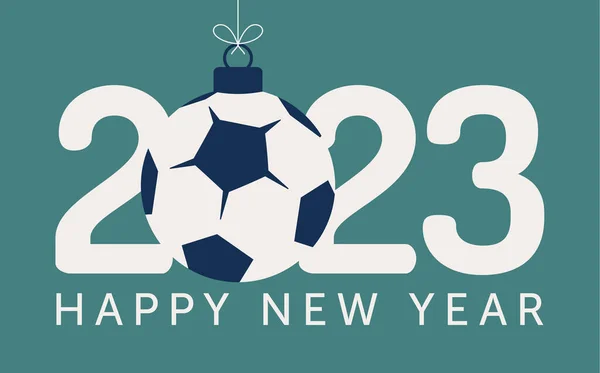 2023 Football Happy New Year Sports Greeting Card Soccer Football — Vector de stoc