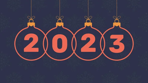 2023 New Year Ball Greeting Card Retro Bohemian Greeting Cards — Vetor de Stock