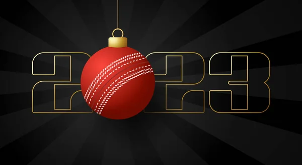 Cricket 2023 Happy New Year Sports Greeting Card Golden Cricket — ストックベクタ