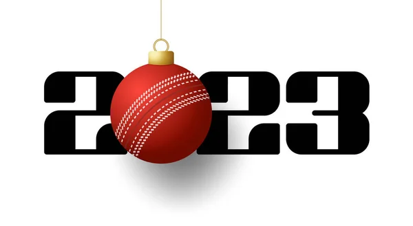 Cricket 2023 Happy New Year Sports Greeting Card Golden Cricket — ストックベクタ