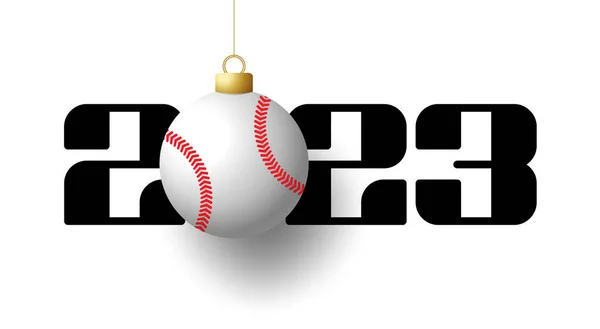Baseball 2023 Happy New Year Sports Greeting Card Baseball Ball — Wektor stockowy