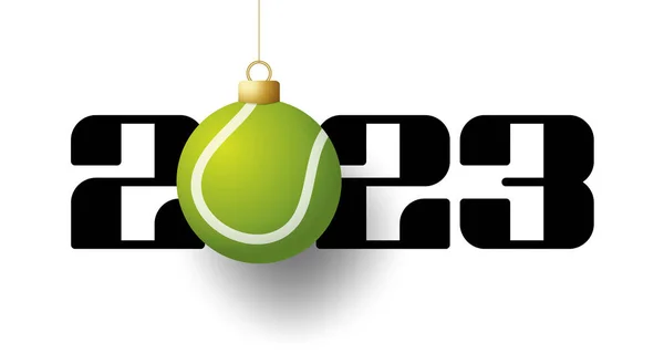 Tennis 2023 Happy New Year Sports Greeting Card Tennis Ball — Vector de stoc