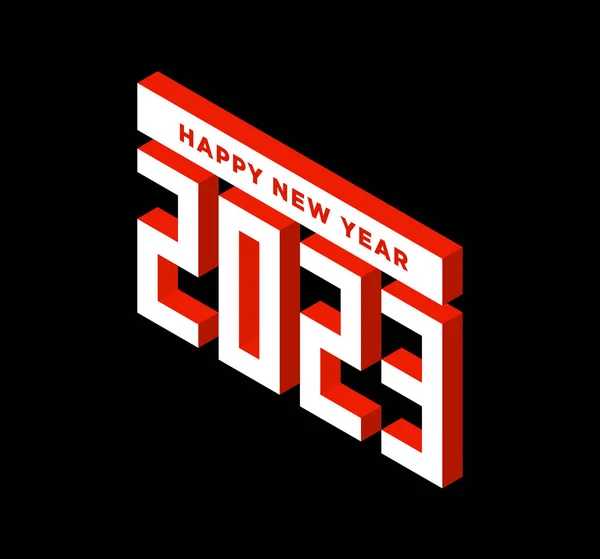 2023 Happy New Year Isometric Text Design Trendy Bright Colors — Vector de stoc