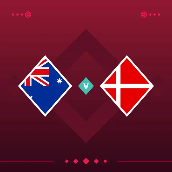 australia, denmark world football 2022 match versus on red background. vector illustration.