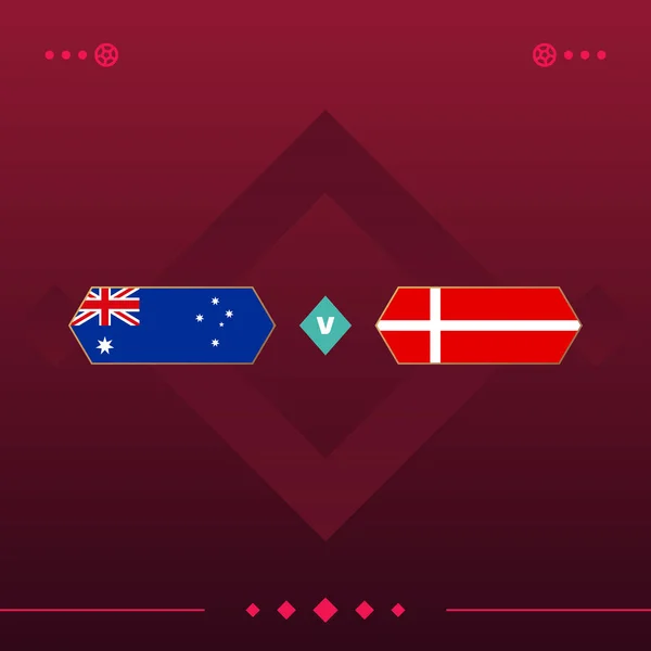 australia, denmark world football 2022 match versus on red background. vector illustration.