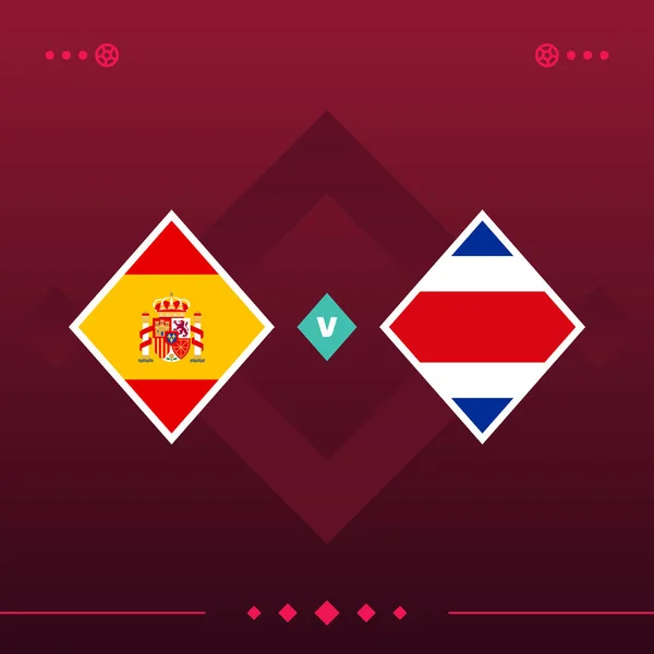 Spain Costa Rica World Football 2022 Match Red Background Vector — 图库矢量图片