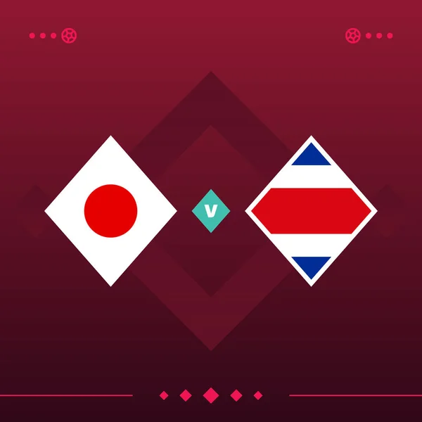 japan, costa rica world football 2022 match versus on red background. vector illustration.
