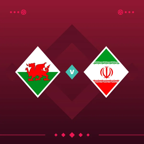 Wales Iran World Football 2022 Match Red Background Vector Illustration — Image vectorielle