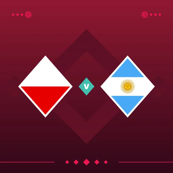 Poland Argentina World Football 2022 Match Red Background Vector Illustration — Vetor de Stock