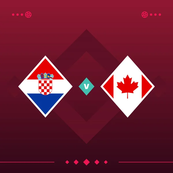 Croatia Canada World Football 2022 Match Red Background Vector Illustration — Wektor stockowy