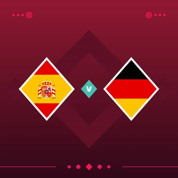spain, germany world football 2022 match versus on red background. vector illustration.