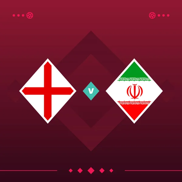 england, iran world football 2022 match versus on red background. vector illustration.