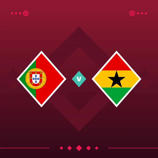portugal, ghana world football 2022 match versus on red background. vector illustration.