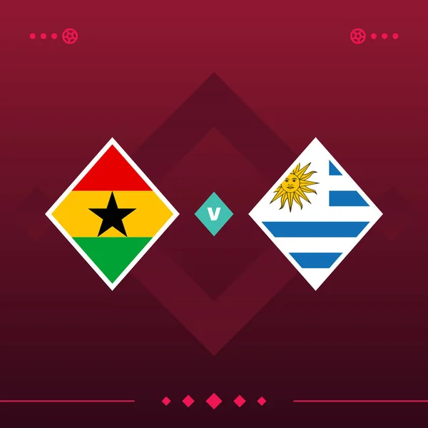 ghana, uruguay world football 2022 match versus on red background. vector illustration.