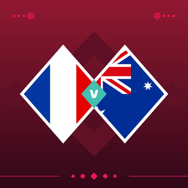 france, australia world football 2022 match versus on red background. vector illustration.