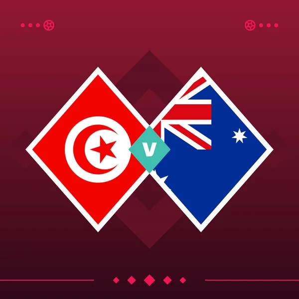 tunisia, australia world football 2022 match versus on red background. vector illustration.