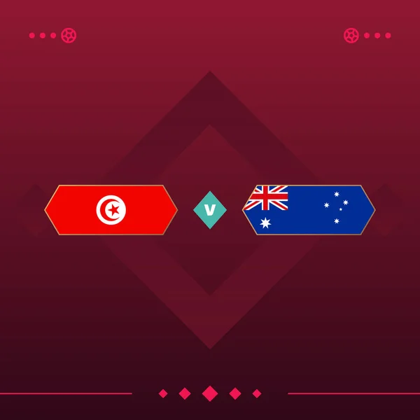 tunisia, australia world football 2022 match versus on red background. vector illustration.