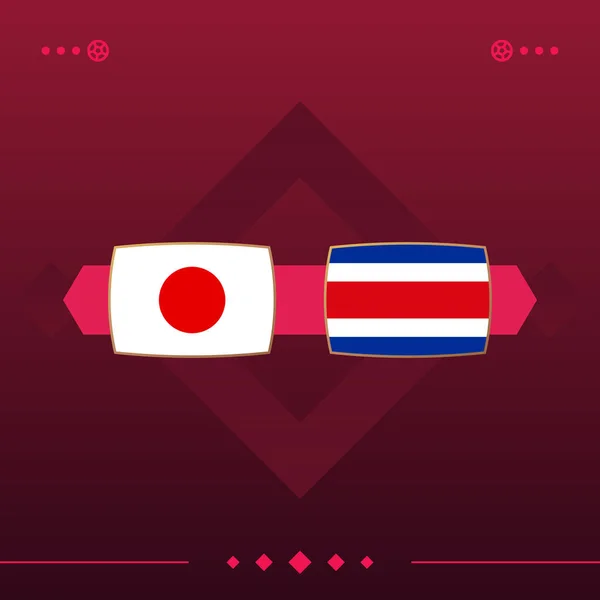 Japan Costa Rica World Football 2022 Match Red Background Vector — Stock vektor
