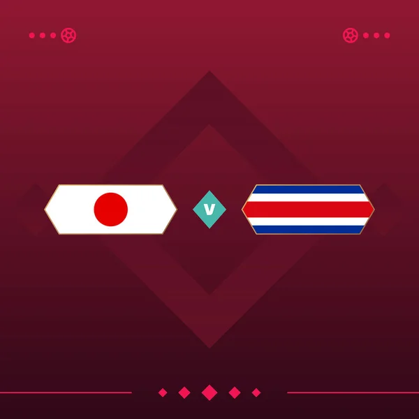 Japan Costa Rica World Football 2022 Match Red Background Vector — Stock vektor