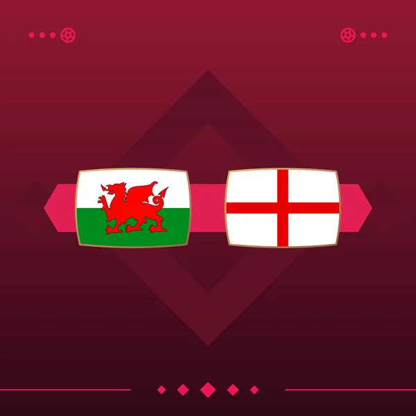 wales, england world football 2022 match versus on red background. vector illustration.
