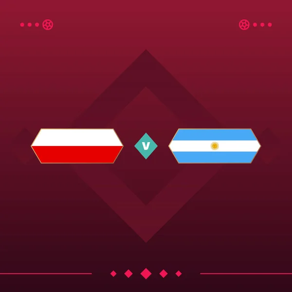 poland, argentina world football 2022 match versus on red background. vector illustration.