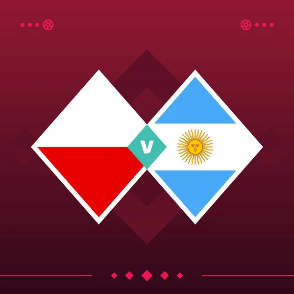 Poland Argentina World Football 2022 Match Red Background Vector Illustration — Stock Vector