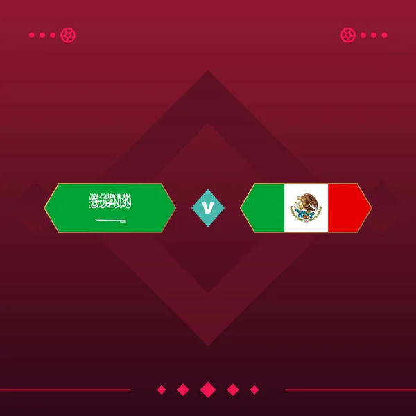 Saudi Arabia Mexico World Football 2022 Match Red Background Vector — 스톡 벡터