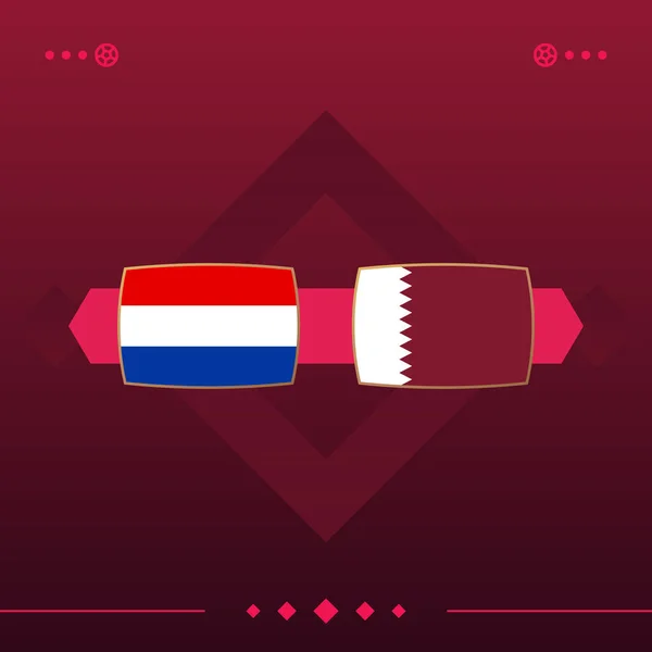 netherlands, qatar world football 2022 match versus on red background. vector illustration.