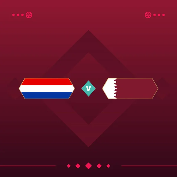 Netherlands Qatar World Football 2022 Match Red Background Vector Illustration — 스톡 벡터