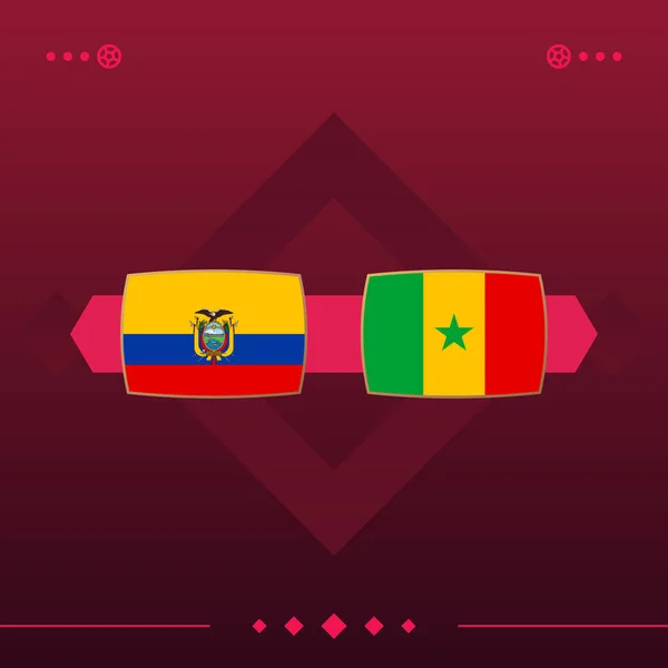 ecuador, senegal world football 2022 match versus on red background. vector illustration.