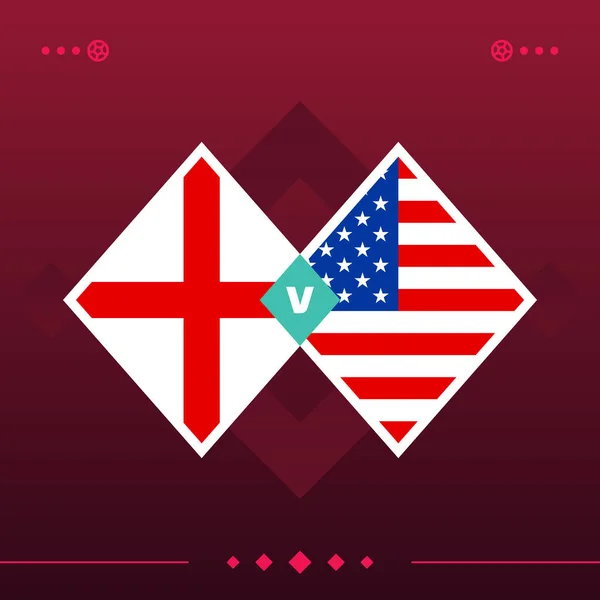 england, usa world football 2022 match versus on red background. vector illustration.