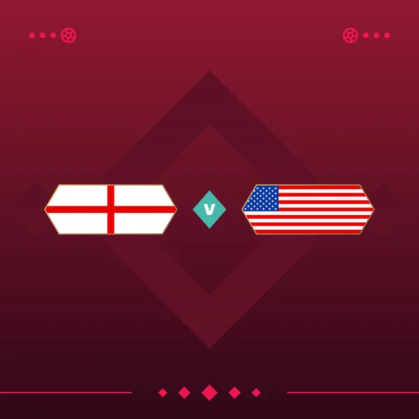 england, usa world football 2022 match versus on red background. vector illustration.