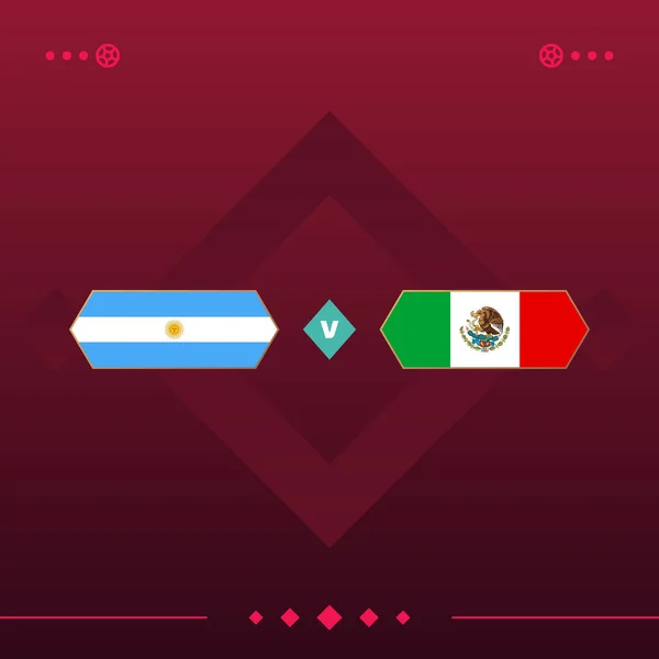 argentina, mexico world football 2022 match versus on red background. vector illustration.