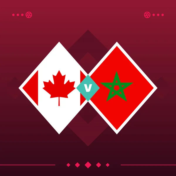 canada, morocco world football 2022 match versus on red background. vector illustration.