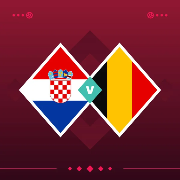 Croatia Belgium World Football 2022 Match Red Background Vector Illustration — Stock Vector