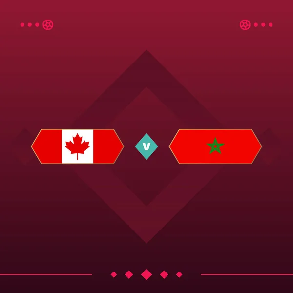 Canada Morocco World Football 2022 Match Red Background Vector Illustration — Stockový vektor