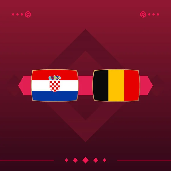 croatia, belgium world football 2022 match versus on red background. vector illustration.