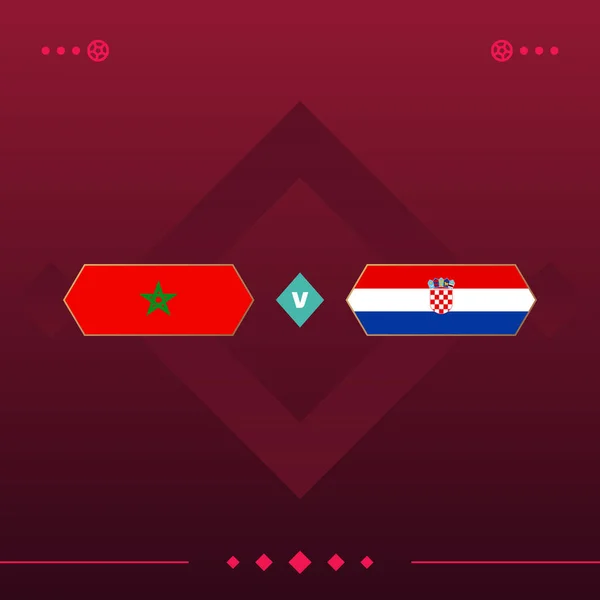Morocco Croatia World Football 2022 Match Red Background Vector Illustration — Image vectorielle