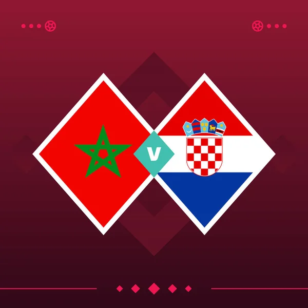 morocco, croatia world football 2022 match versus on red background. vector illustration.
