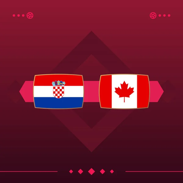 Croatia Canada World Football 2022 Match Red Background Vector Illustration — Stock Vector