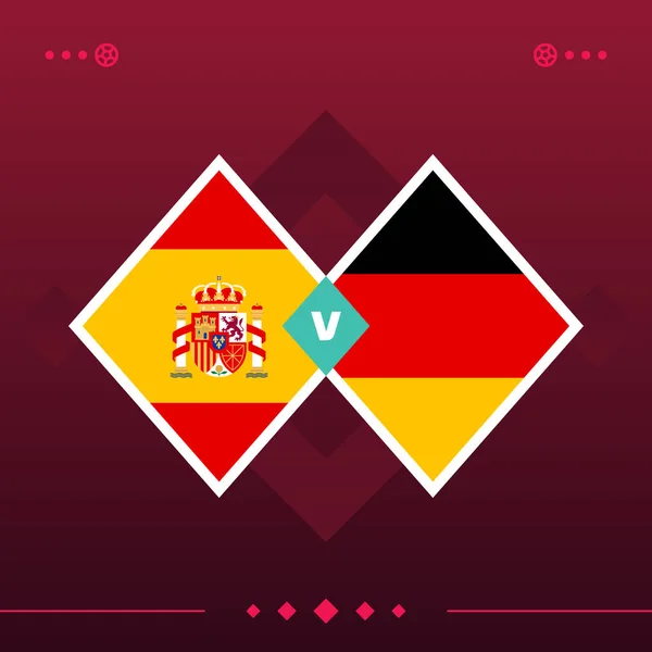 spain, germany world football 2022 match versus on red background. vector illustration.