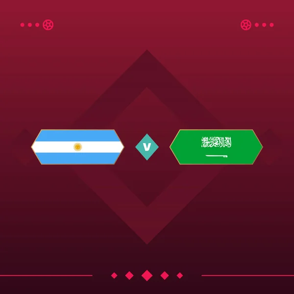 Argentina Saudi Arabia World Football 2022 Match Red Background Vector — Stock Vector