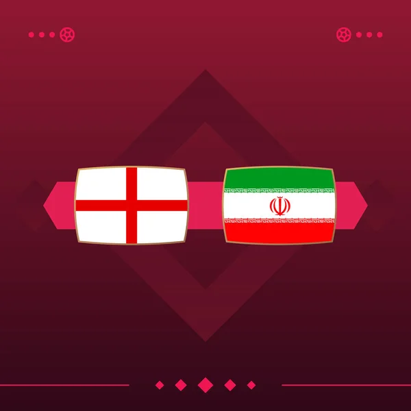 england, iran world football 2022 match versus on red background. vector illustration.