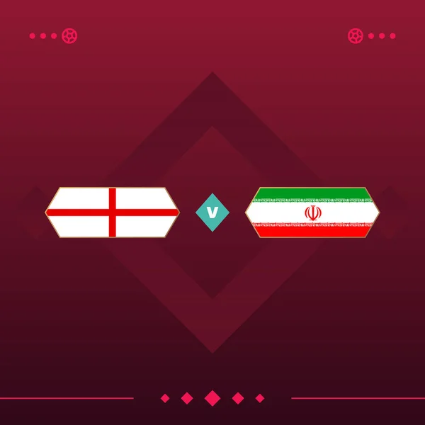 England Iran World Football 2022 Match Red Background Vector Illustration — Image vectorielle